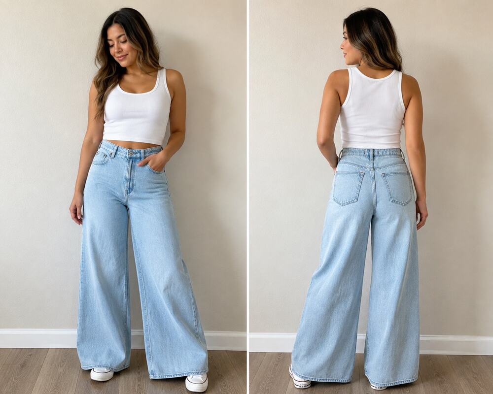Abercrombie & Fitch The Wide Leg High Rise Jeans Size 25 0S Light Wash